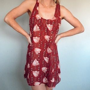 Karen Zambos Sheer Printed Tank Dress